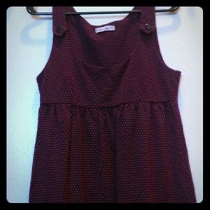 Navy blue dress with tiny red hearts